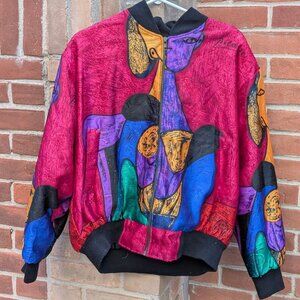 90s style colourblock bomber jacket